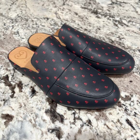 NEW G/FORE Navy Blue Skull Killer T's Leather Mules Size 8 - Picture 3 of 8